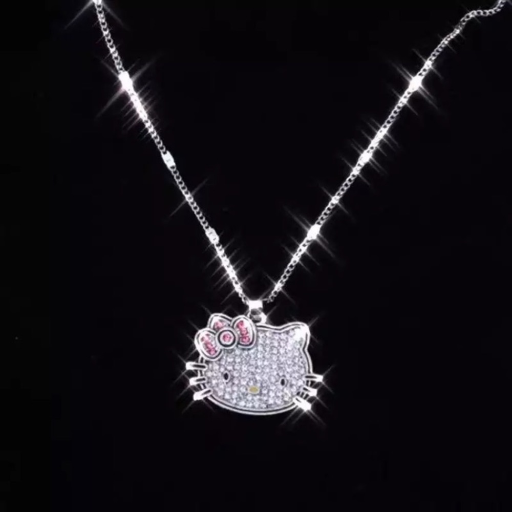 - - - Hello kitty necklace with Swarovski crystals and silver plating